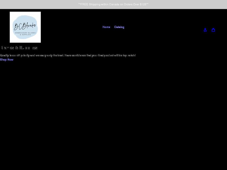 bcblanks.com shopify website screenshot