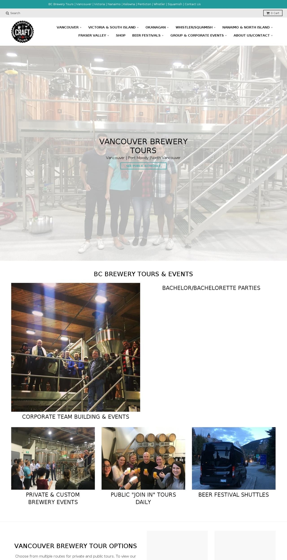 bcbrewerytours.ca shopify website screenshot