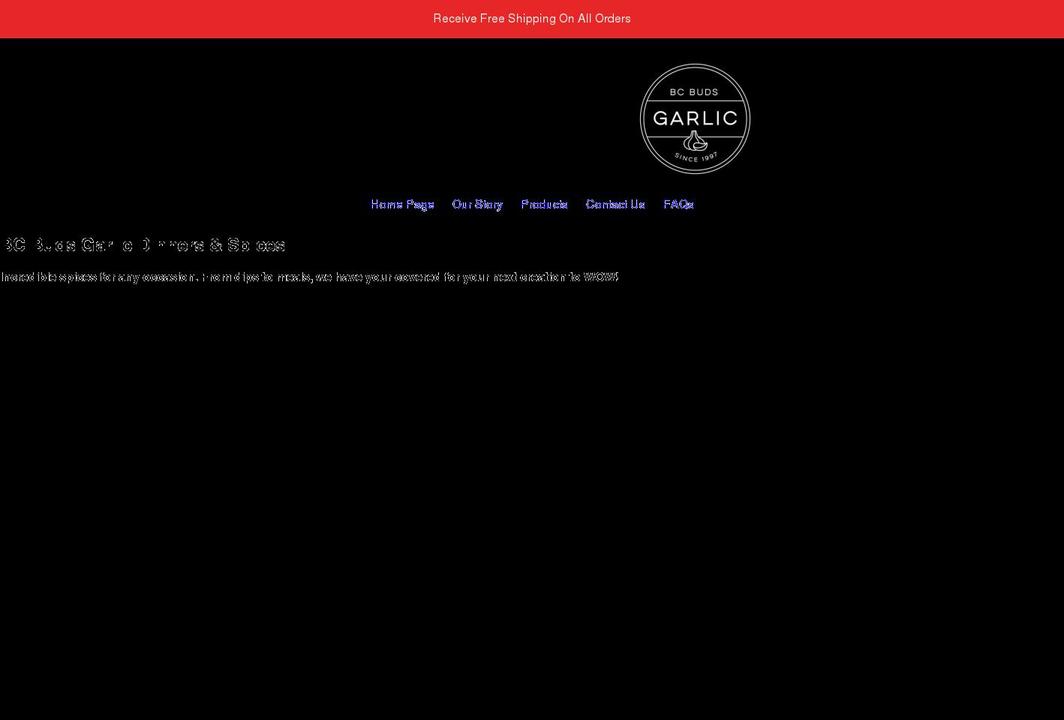 bcbudsgarlic.com shopify website screenshot