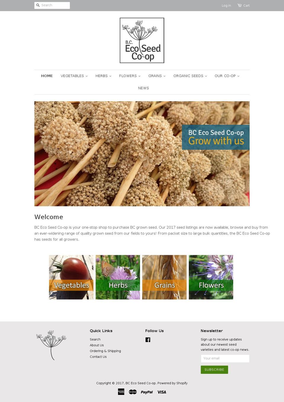 bcecoseedcoop.com shopify website screenshot