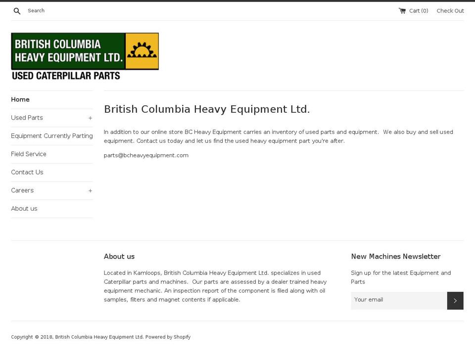 bcheavyequipment.com — Shopify storefront screenshot