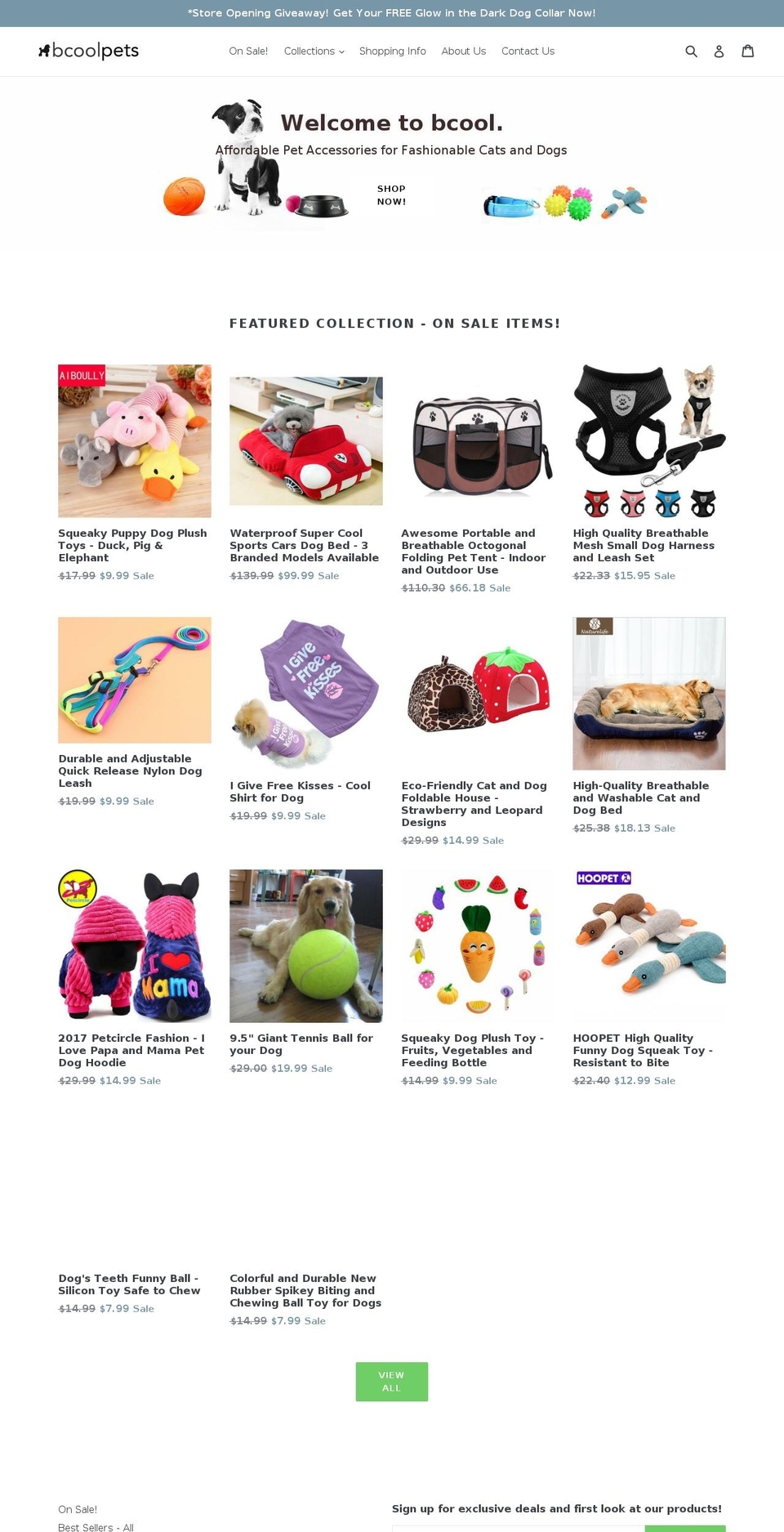 bcoolpets.com — Shopify storefront screenshot