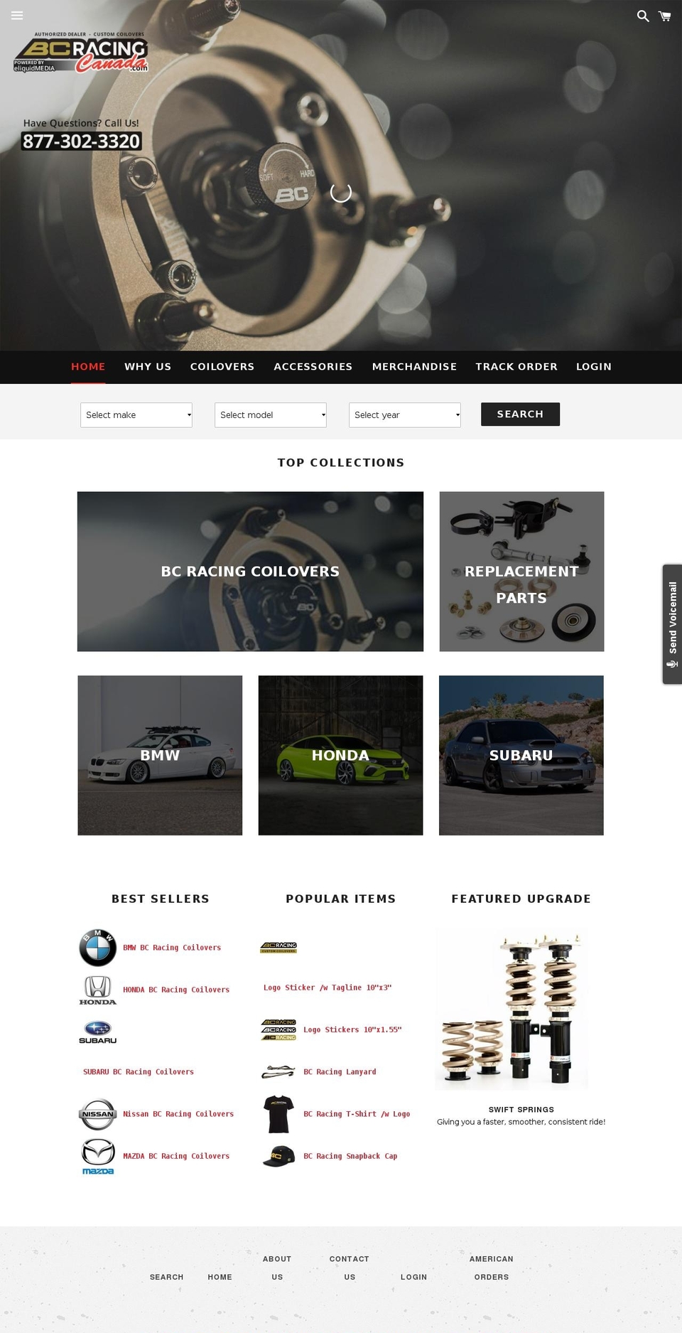 BC Racing Canada 2018 Shopify theme site example bcracingparts.com