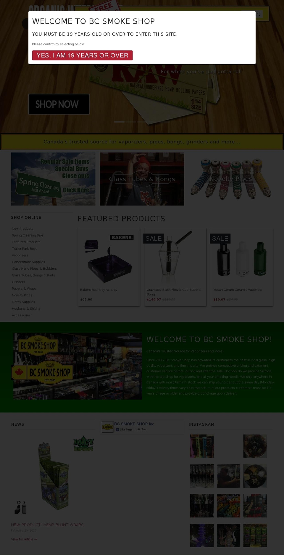 bcsmokeshop.biz shopify website screenshot