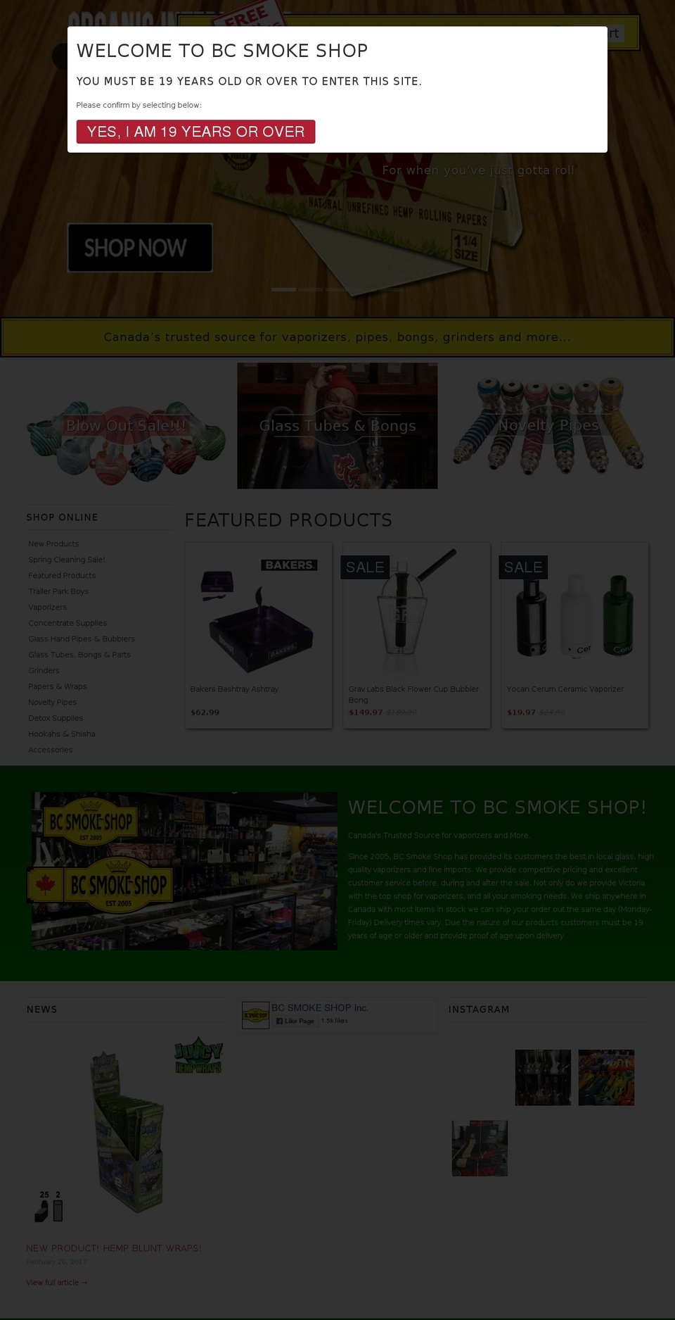 Retina Shopify theme site example bcsmokeshop.ca