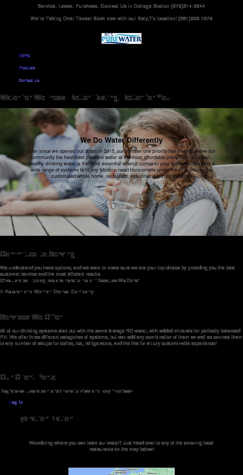 bcspurewater.com shopify website screenshot