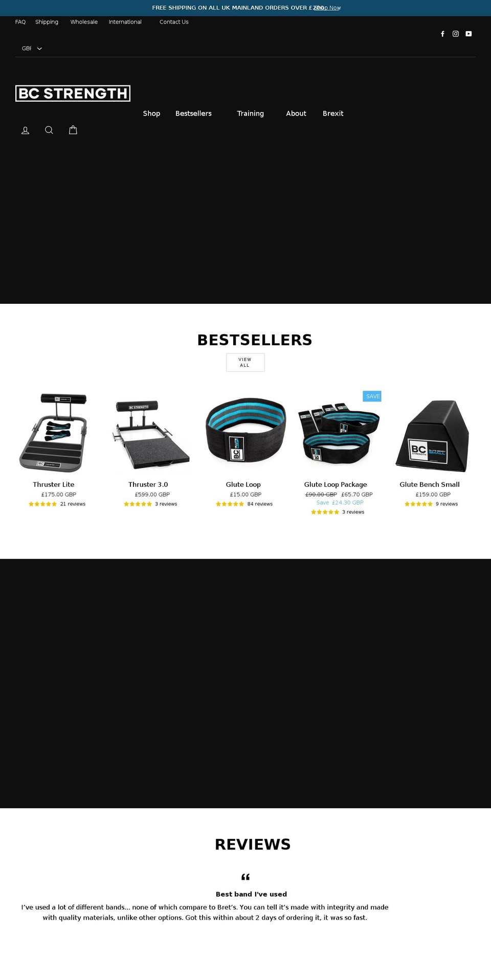 bcstrength.co.uk shopify website screenshot