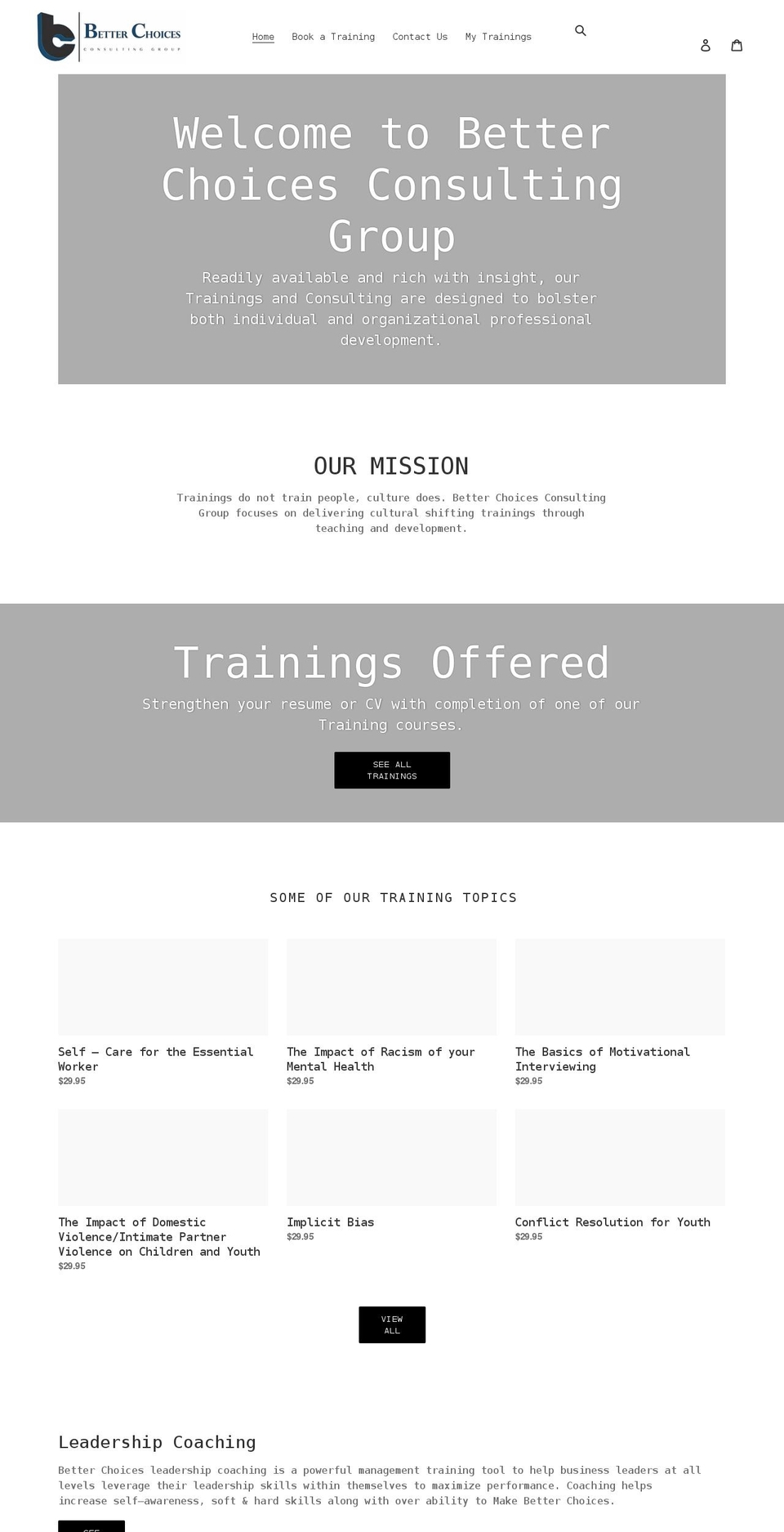 bctrainings.com shopify website screenshot