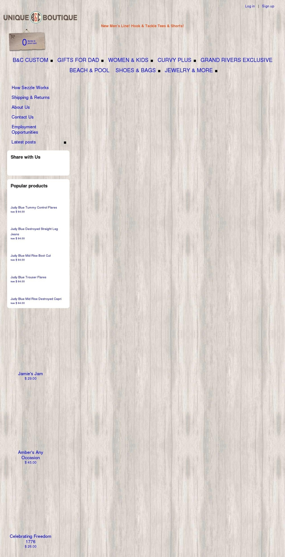 bcuniqueboutique.com shopify website screenshot