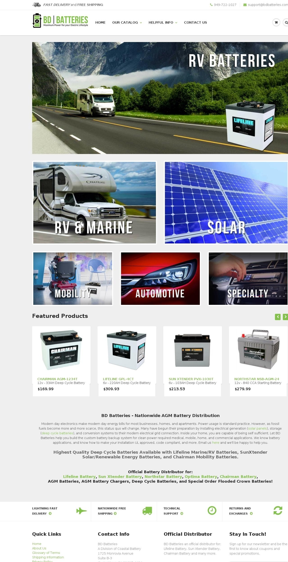 bdbatteries.com shopify website screenshot