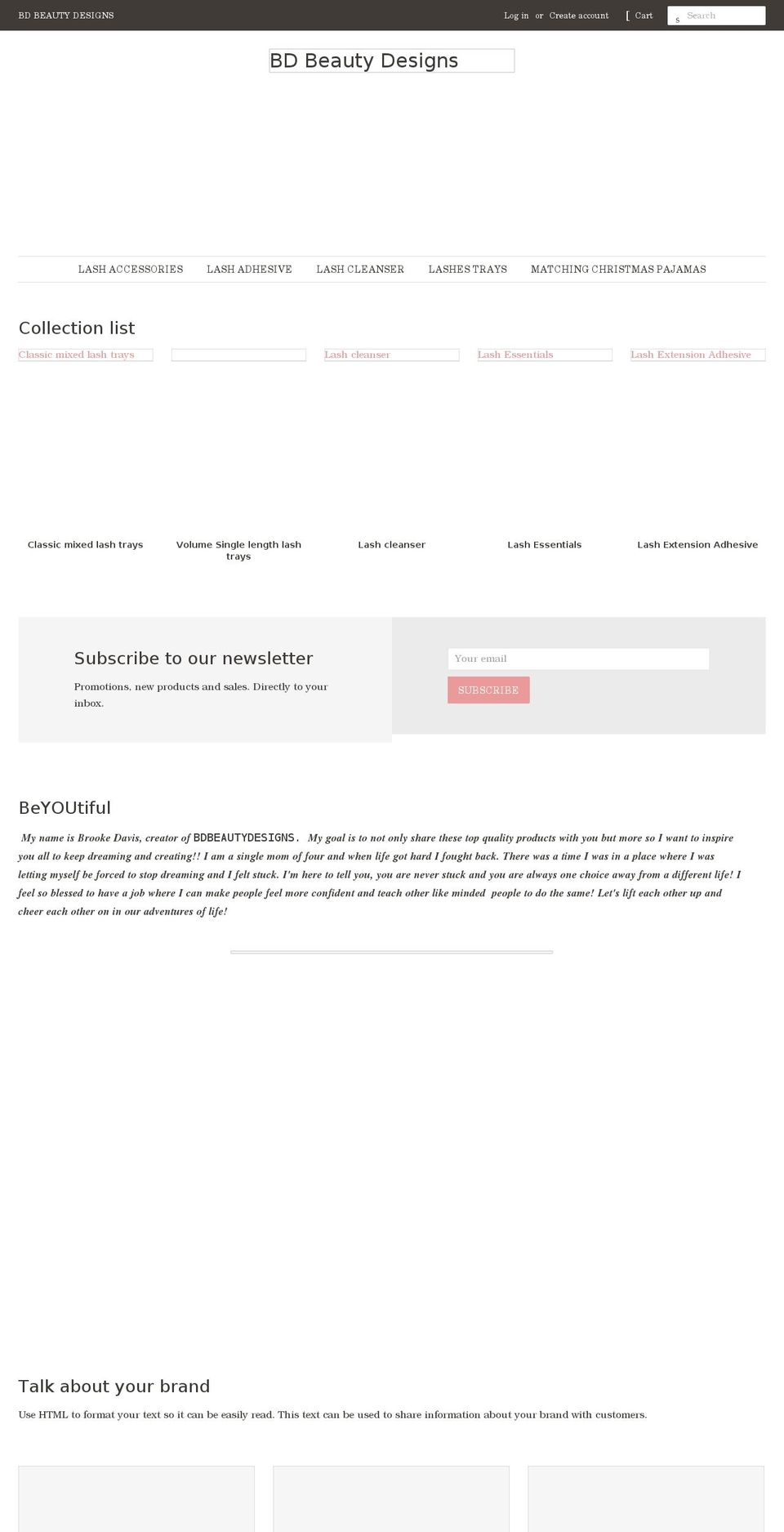 bdbeautydesigns.com shopify website screenshot