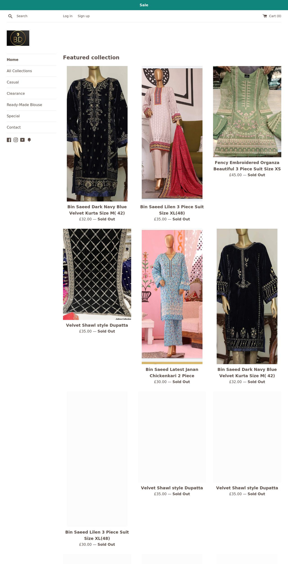 bdboutiques.com shopify website screenshot