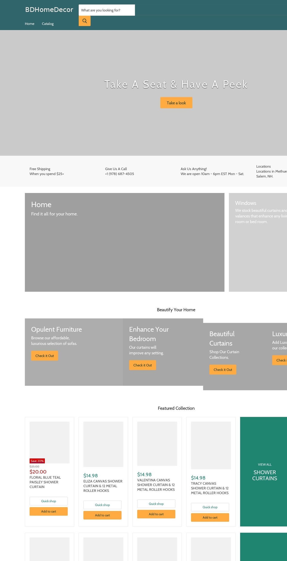 bdhomedecor.com — Shopify storefront screenshot