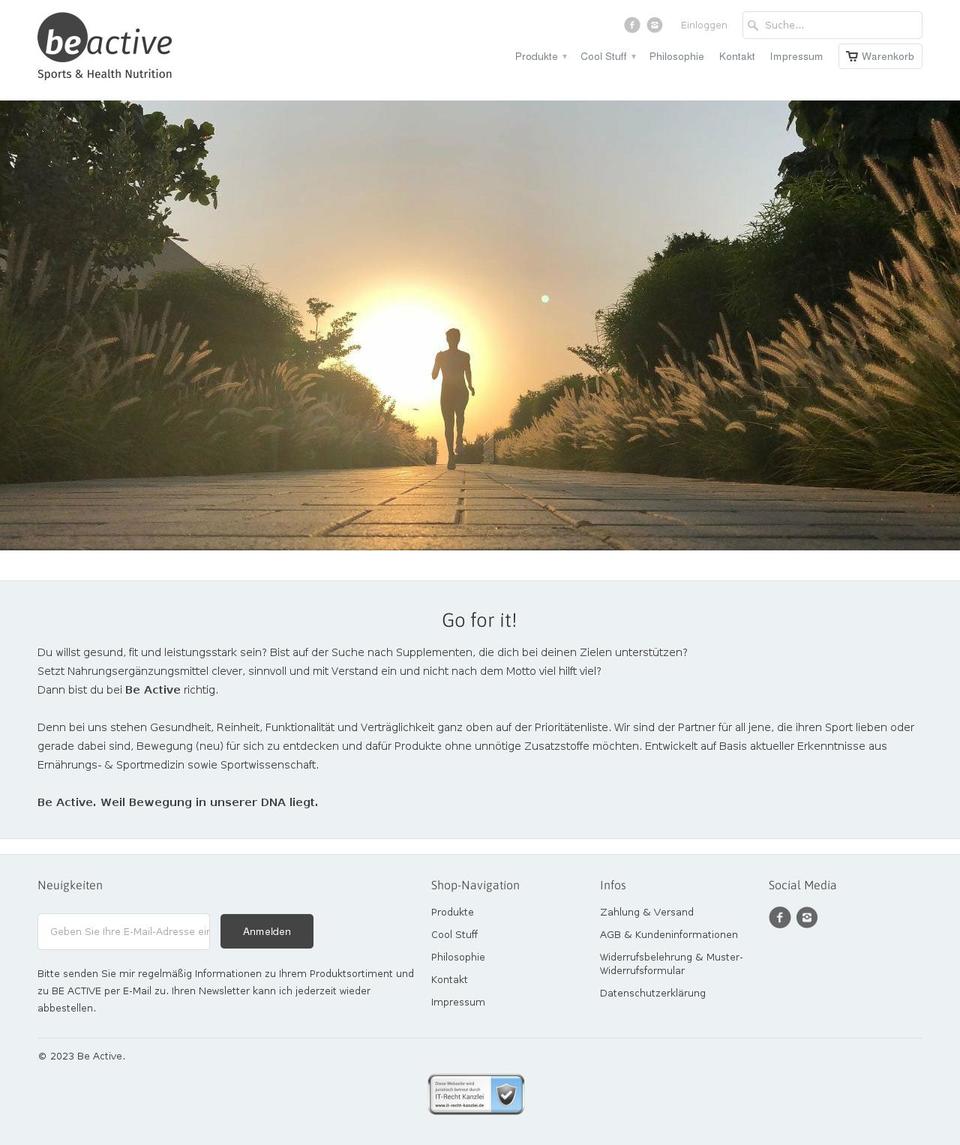 be-active.at shopify website screenshot