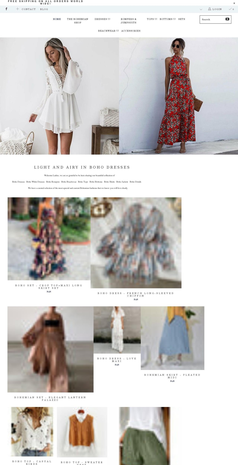 be-bohemian.com shopify website screenshot