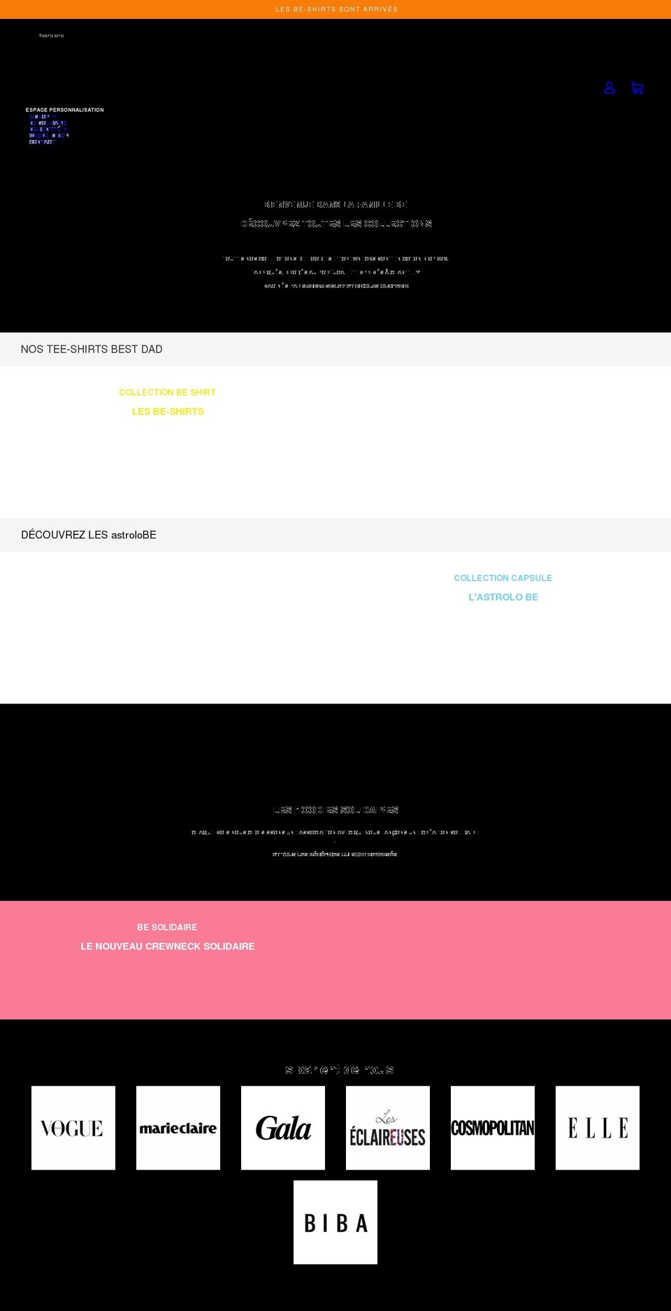 be-collections.com shopify website screenshot