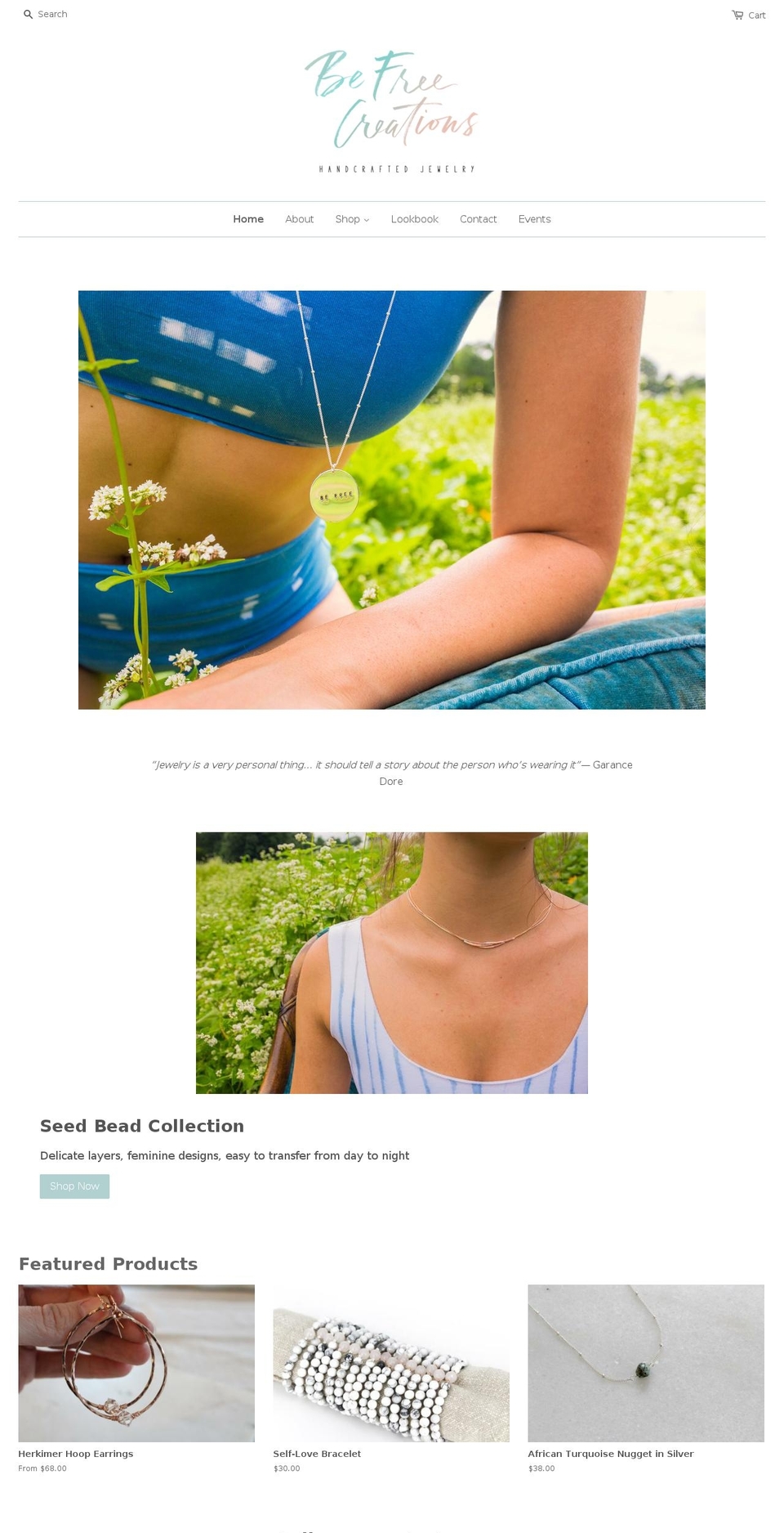 be-free-creations.com — Shopify storefront screenshot