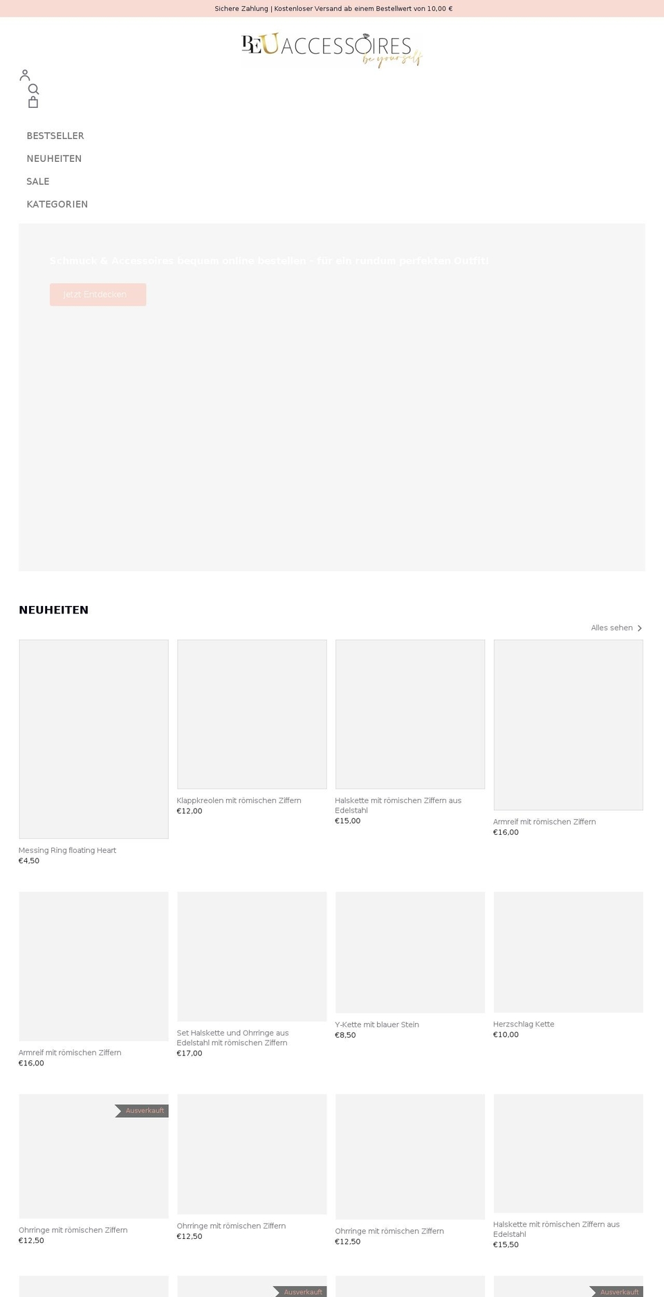 be-u-shop.com shopify website screenshot