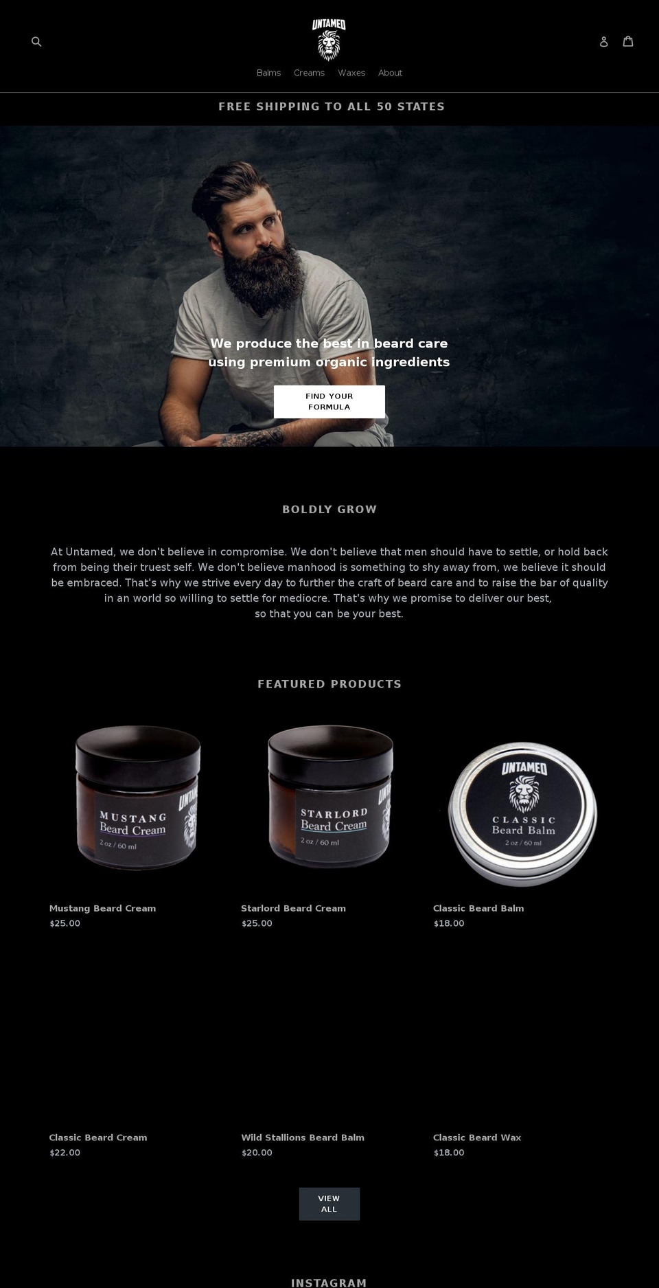 be-untamed.com — Shopify storefront screenshot