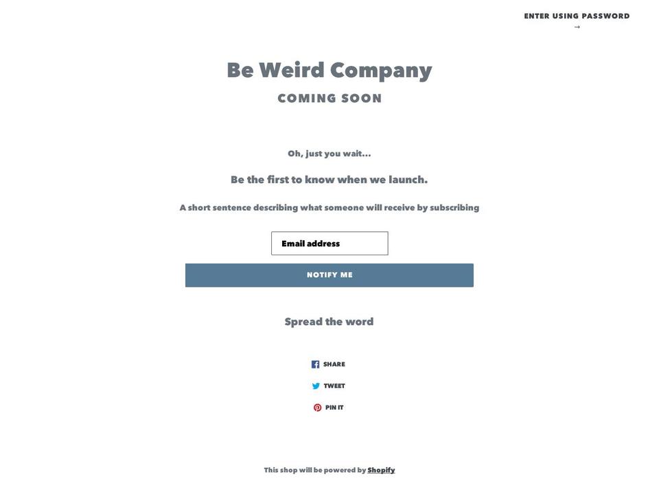 be-weird.com — Shopify storefront screenshot