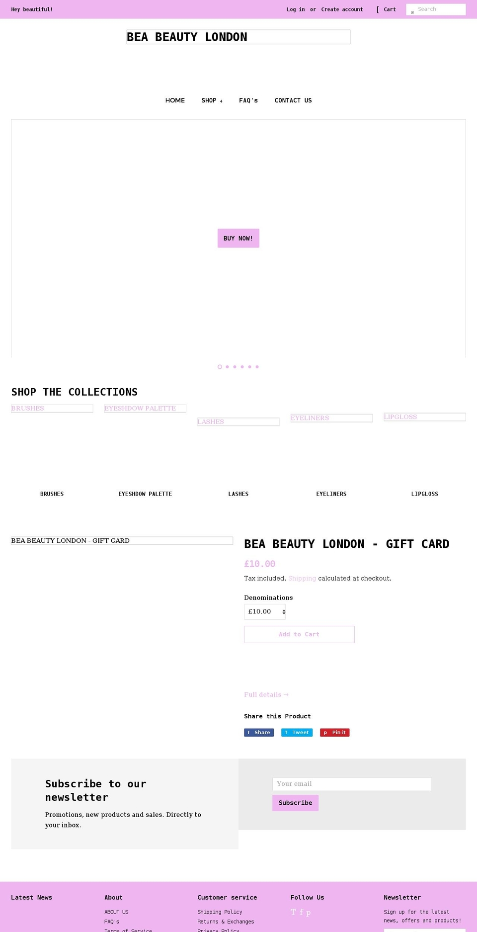 beabeautylondon.com shopify website screenshot