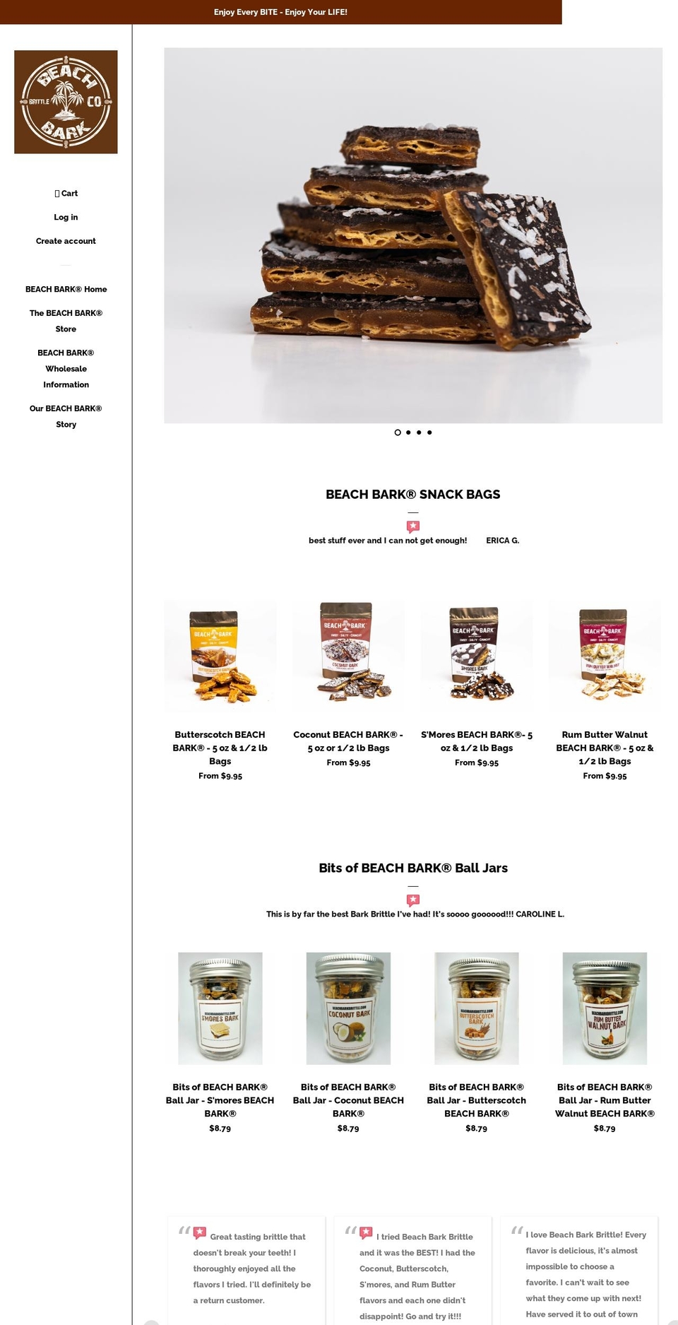 beachbarkbrittle.com — Shopify storefront screenshot