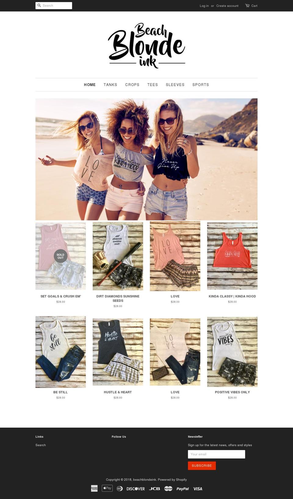 beachblondeink.com — Shopify storefront screenshot