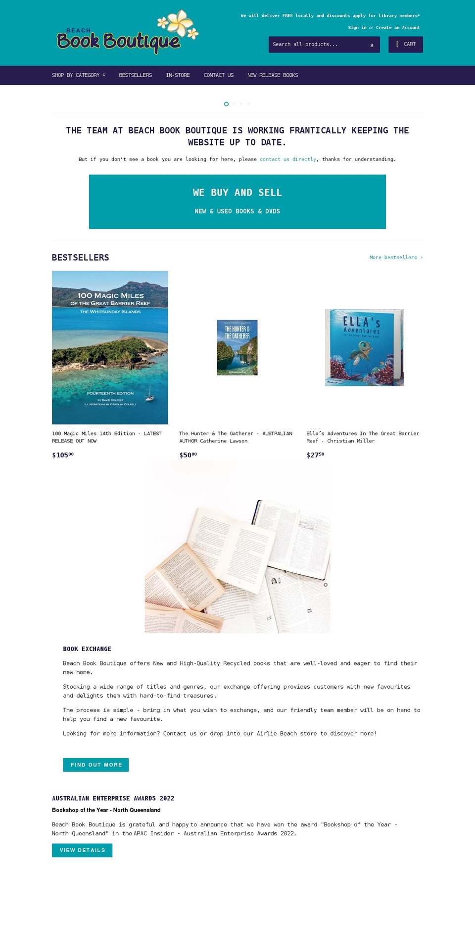 beachbookboutique.com.au shopify website screenshot