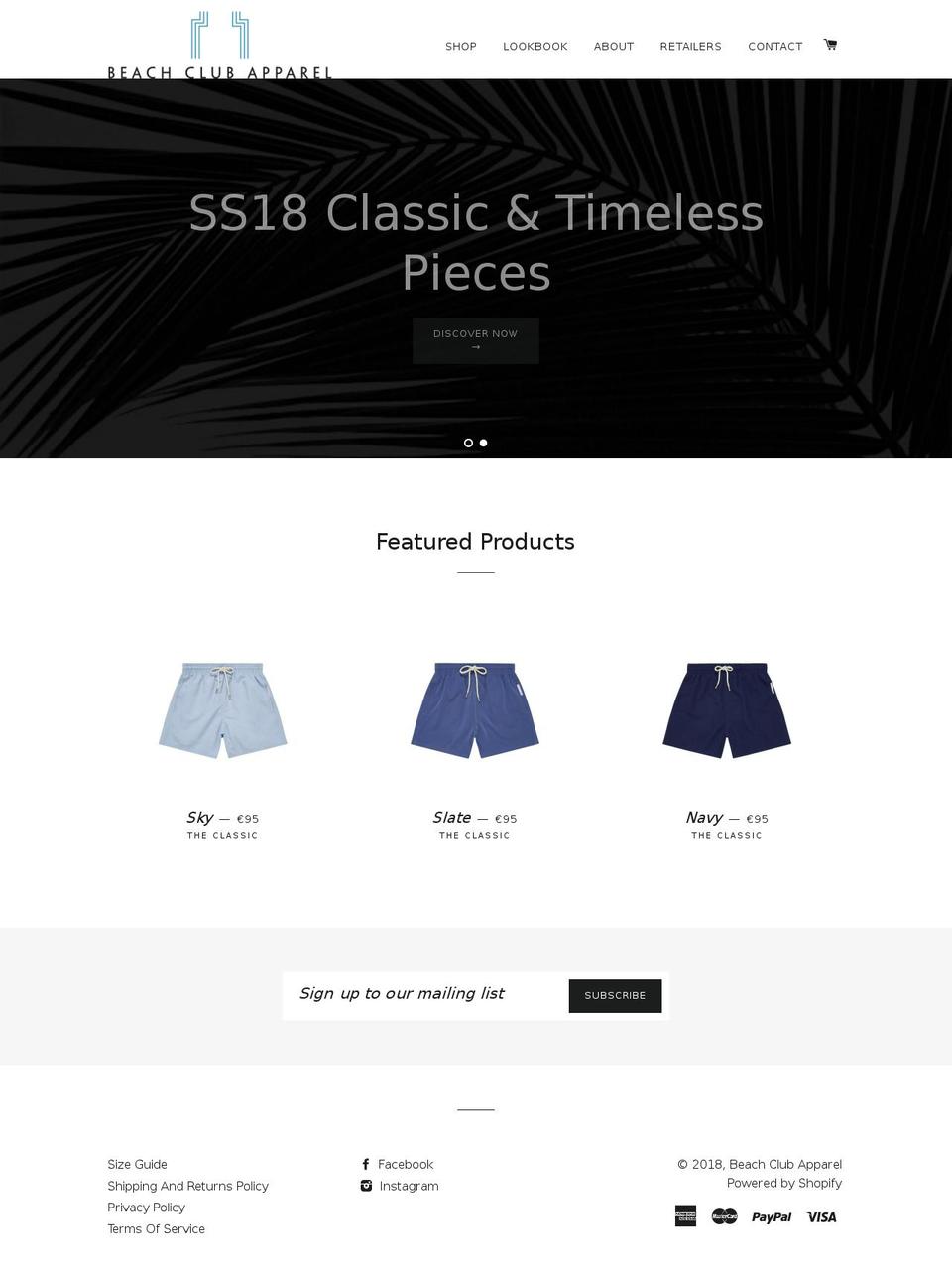 beachclubapparel.com shopify website screenshot