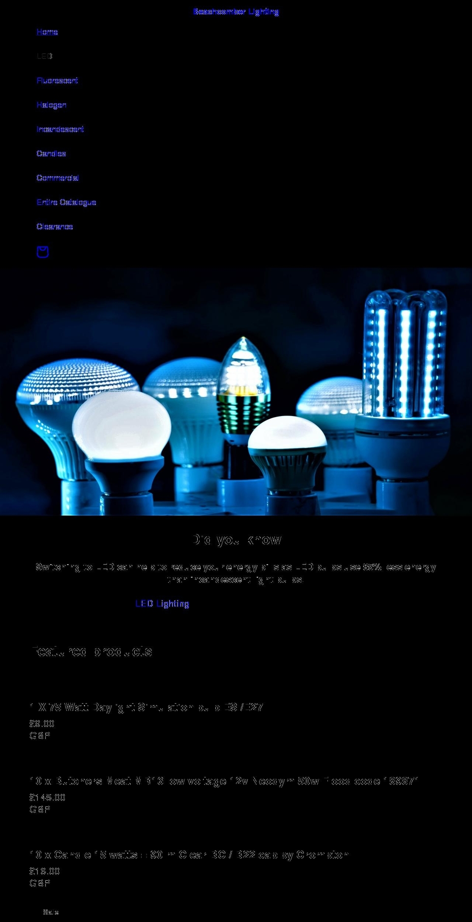 beachcomber.lighting shopify website screenshot