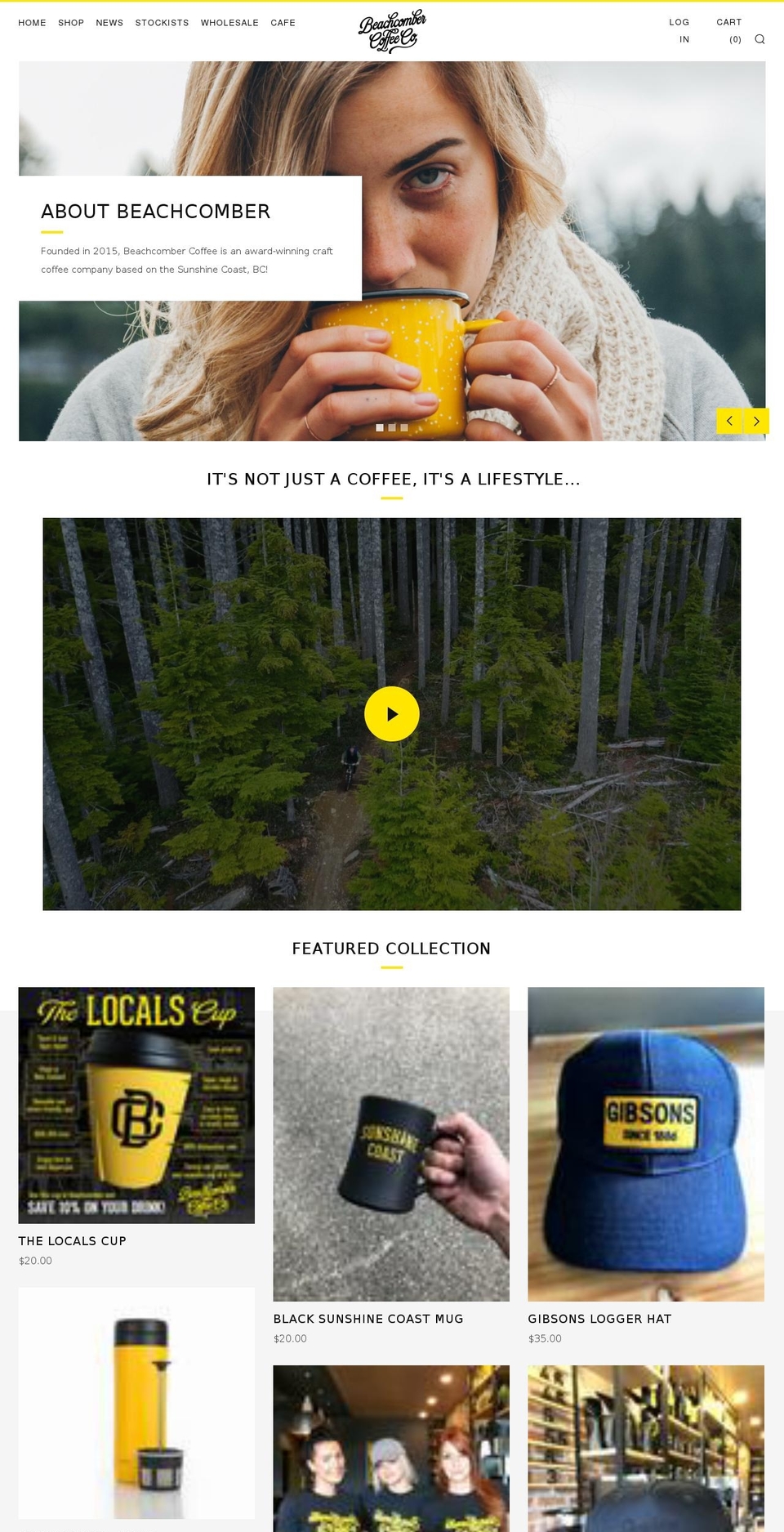 beachcombercoffee.com shopify website screenshot