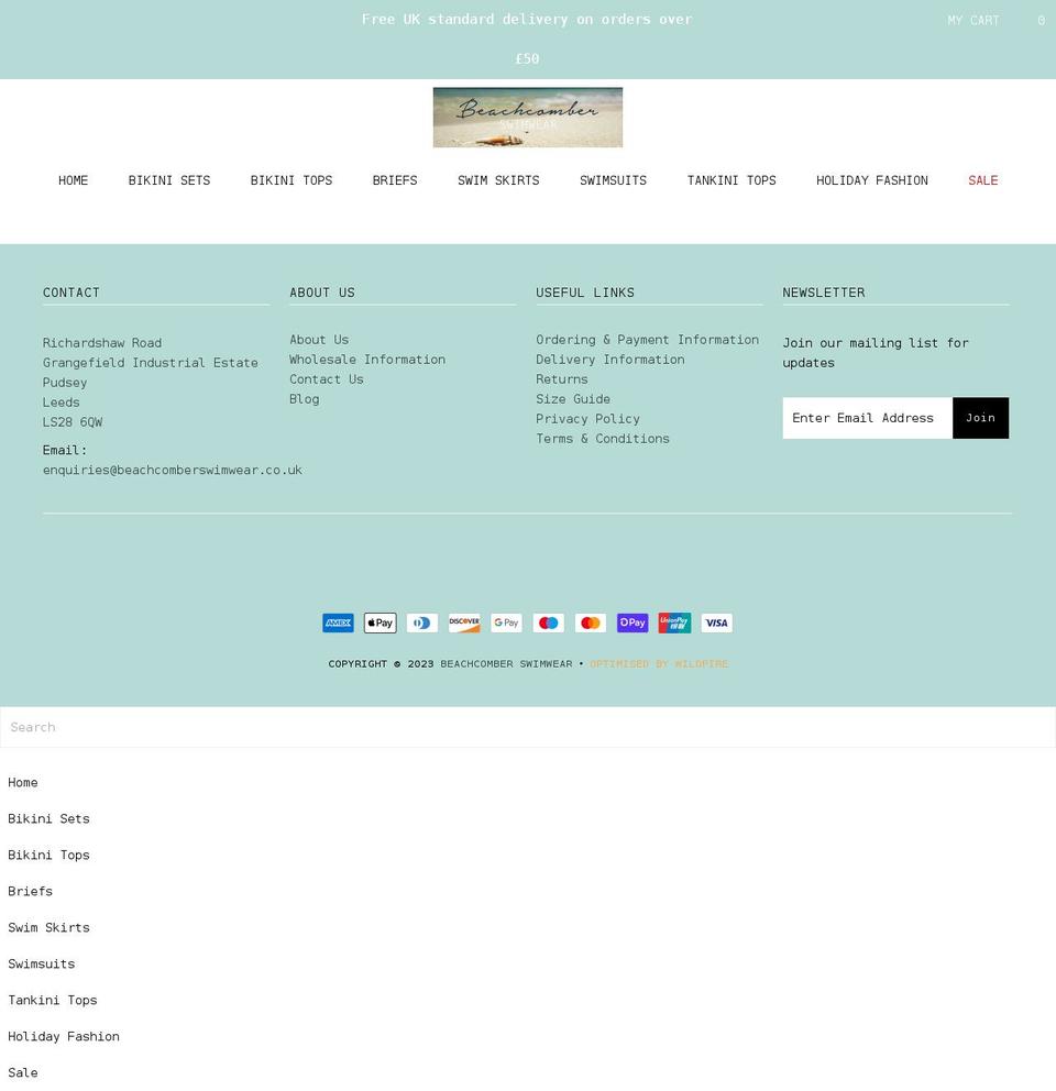 beachcomberswimwear.co.uk shopify website screenshot