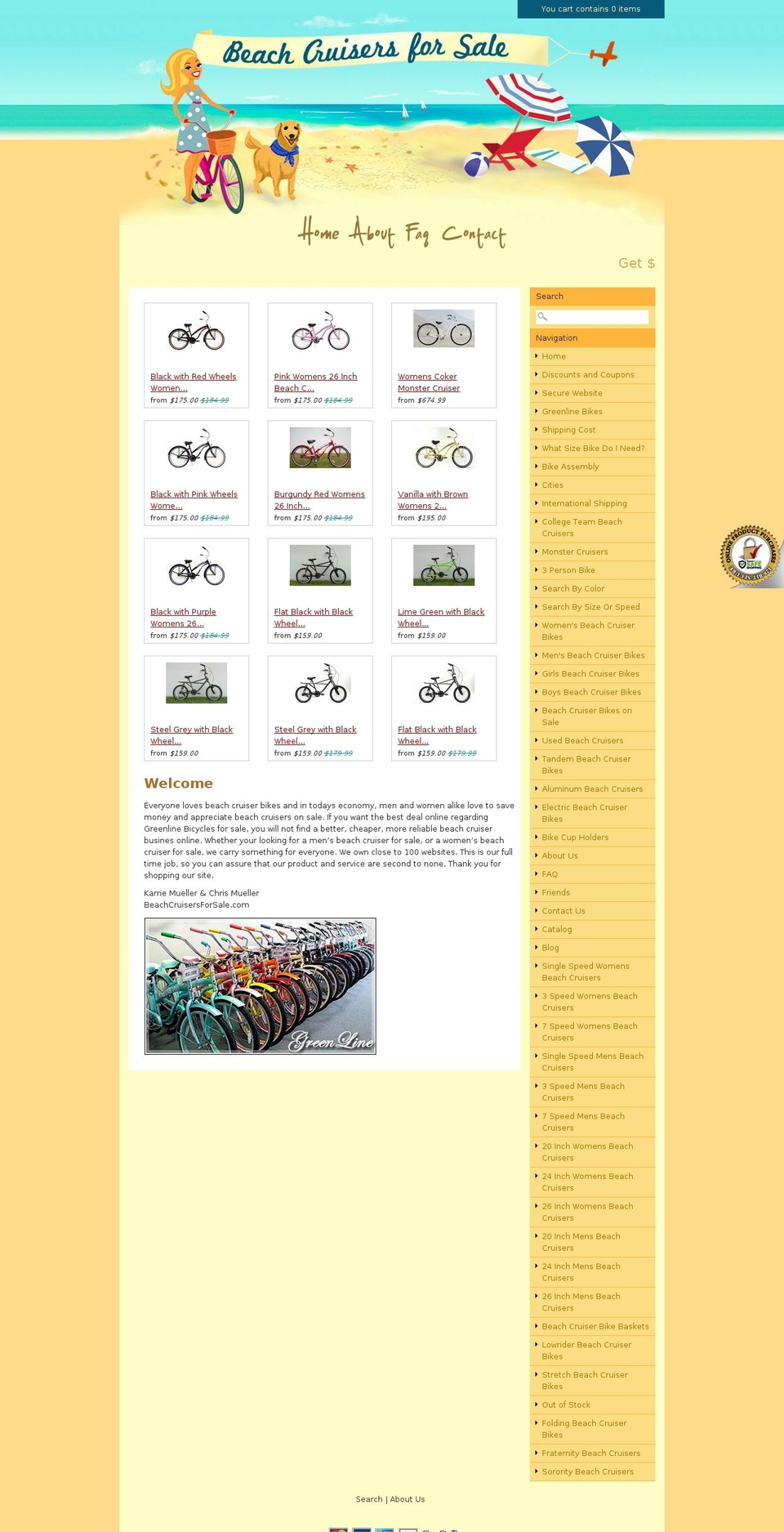 beachcruiserforsale.com shopify website screenshot