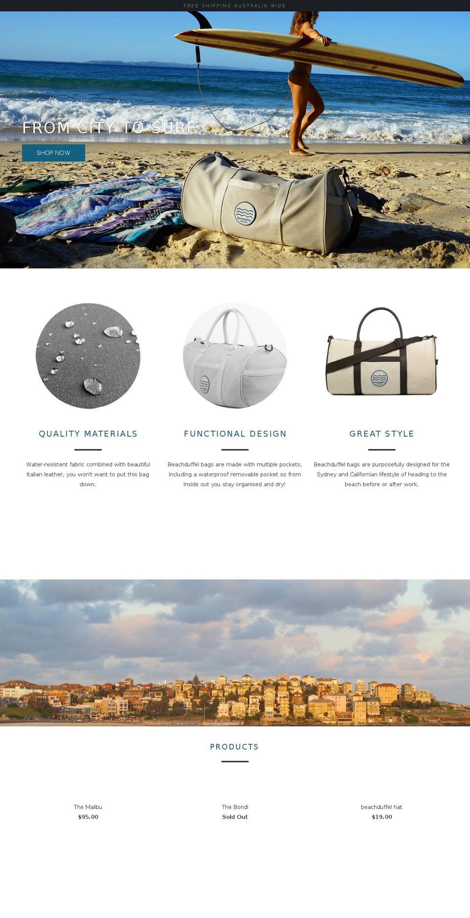 beachdufflebag.com — Shopify storefront screenshot