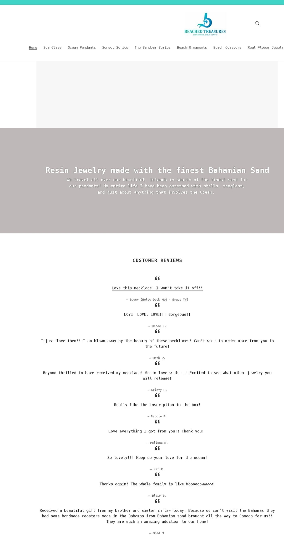 beachedtreasuresnassau.com shopify website screenshot