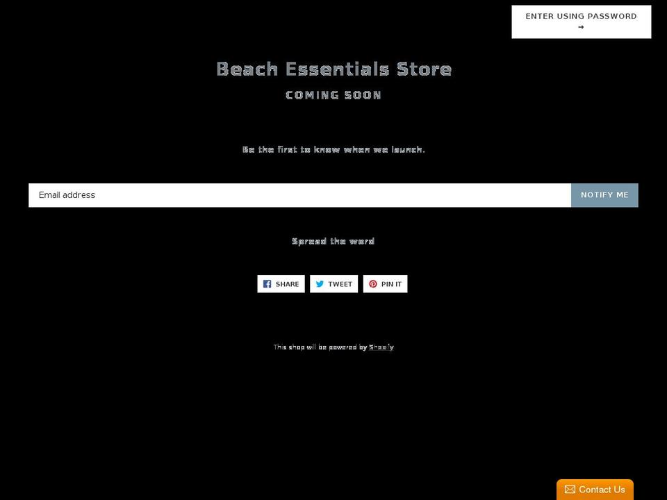 beachessentials.com shopify website screenshot