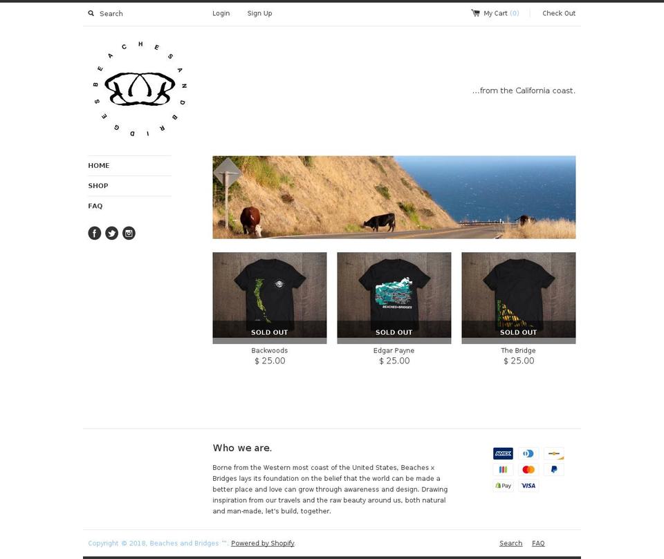 beachesxbridges.com — Shopify storefront screenshot