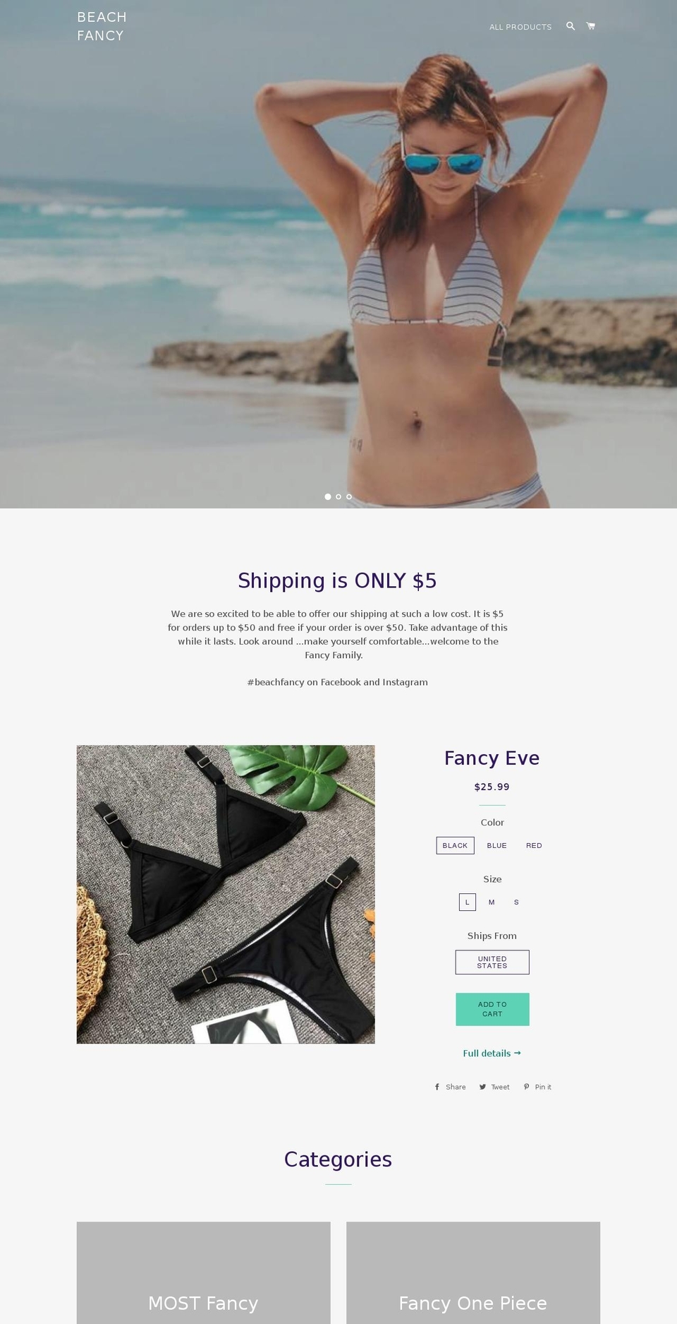 beachfancy.com shopify website screenshot