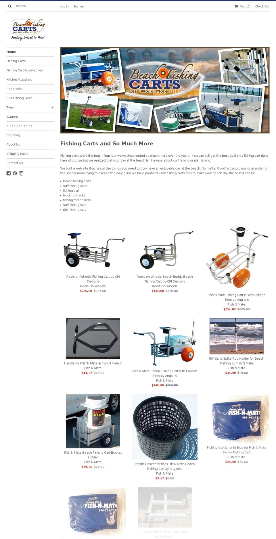 beachfishingcarts.com shopify website screenshot