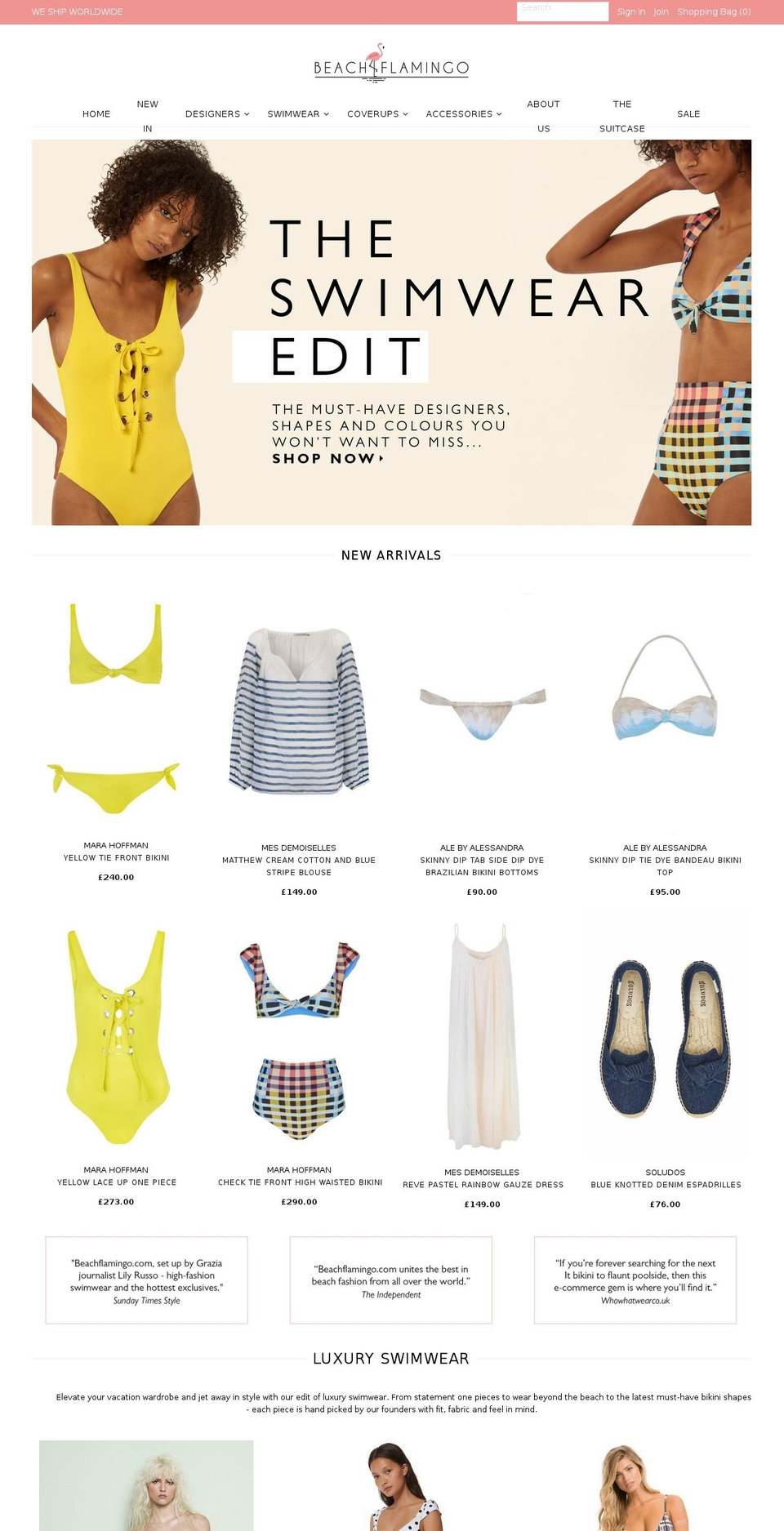 beachflamingo.com shopify website screenshot