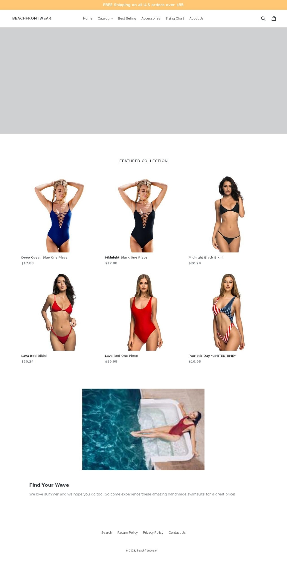 beachfrontwear.com — Shopify storefront screenshot