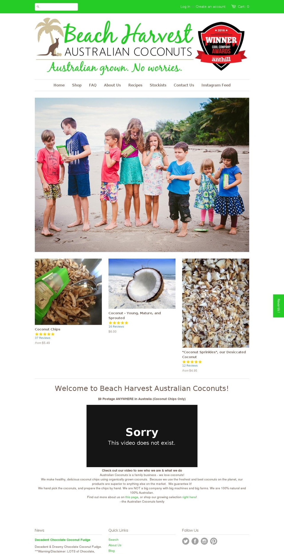 beachharvest.com shopify website screenshot