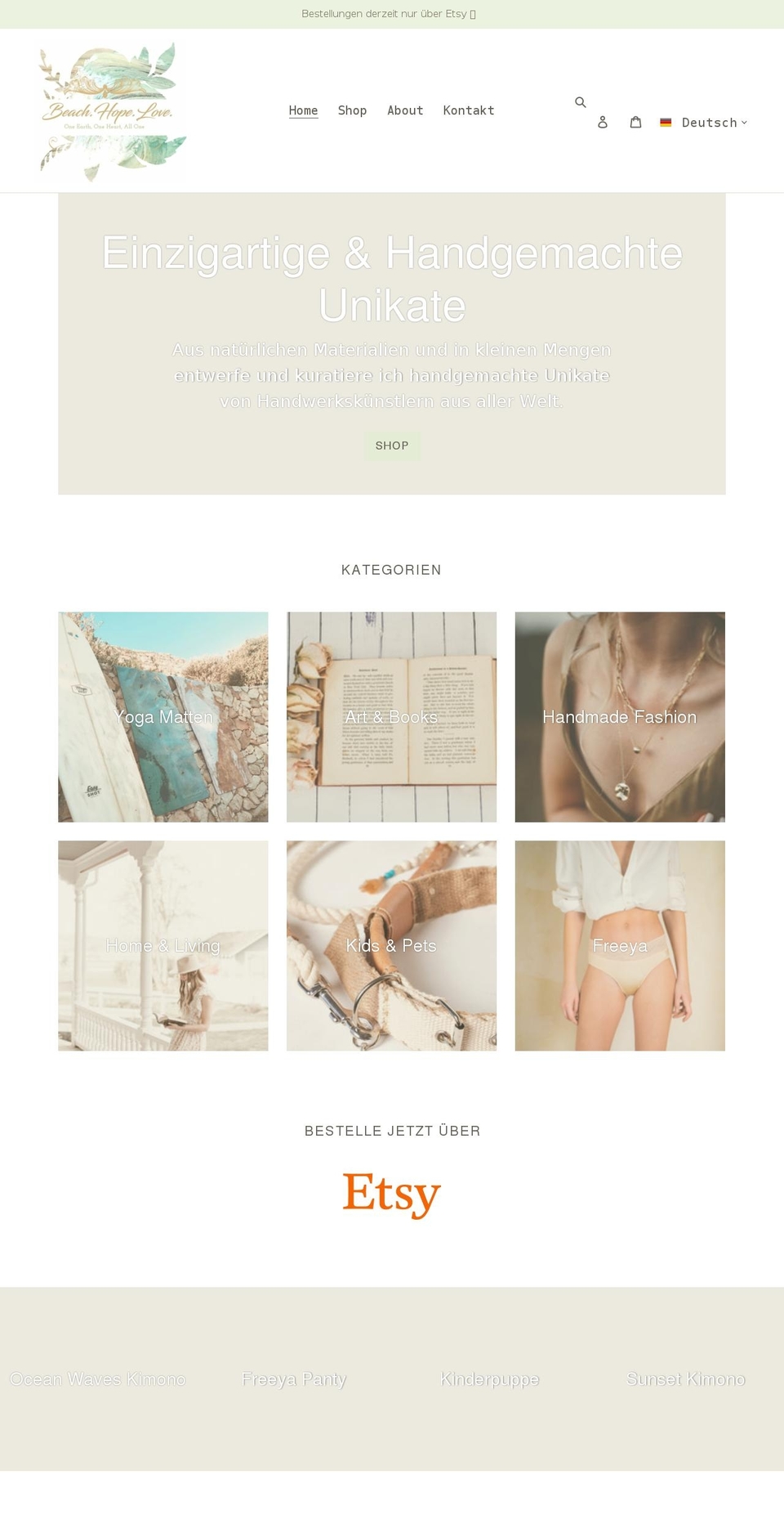 beachhopelove.com shopify website screenshot
