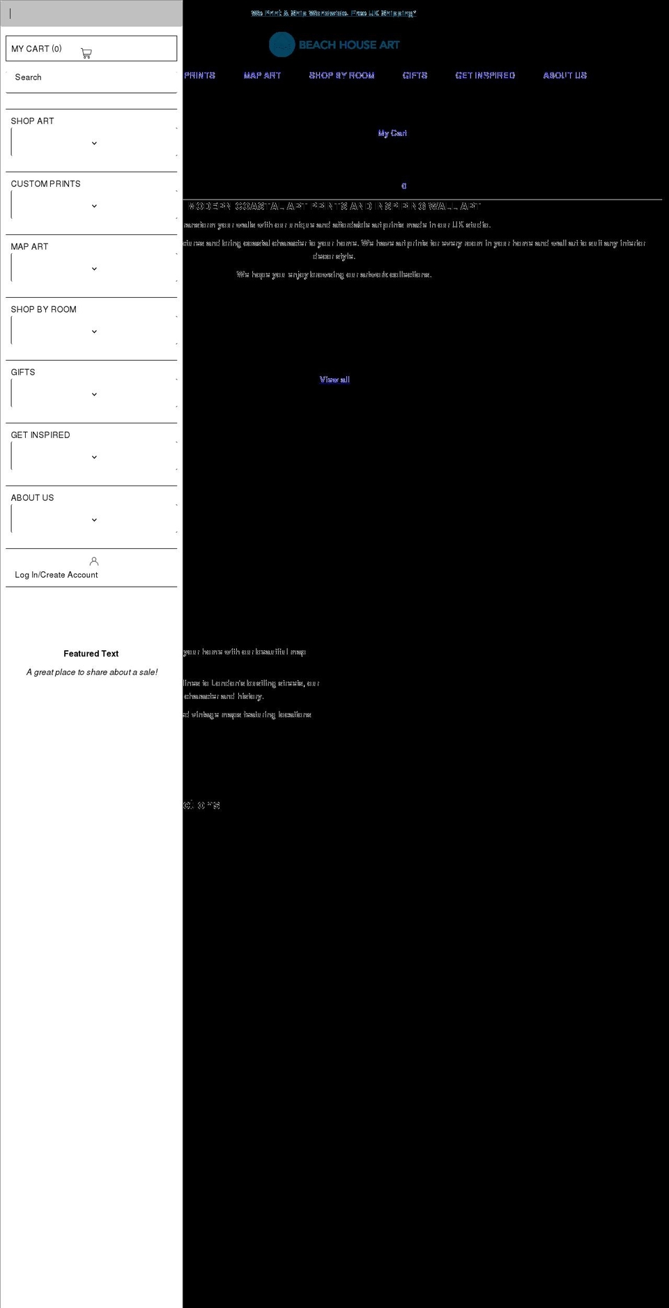 beachhouseart.co.uk shopify website screenshot