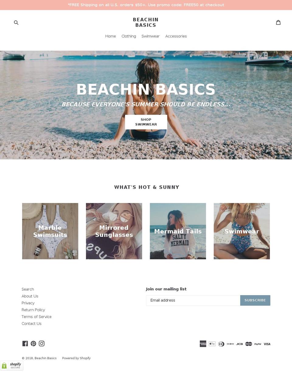 beachinbasics.com — Shopify storefront screenshot