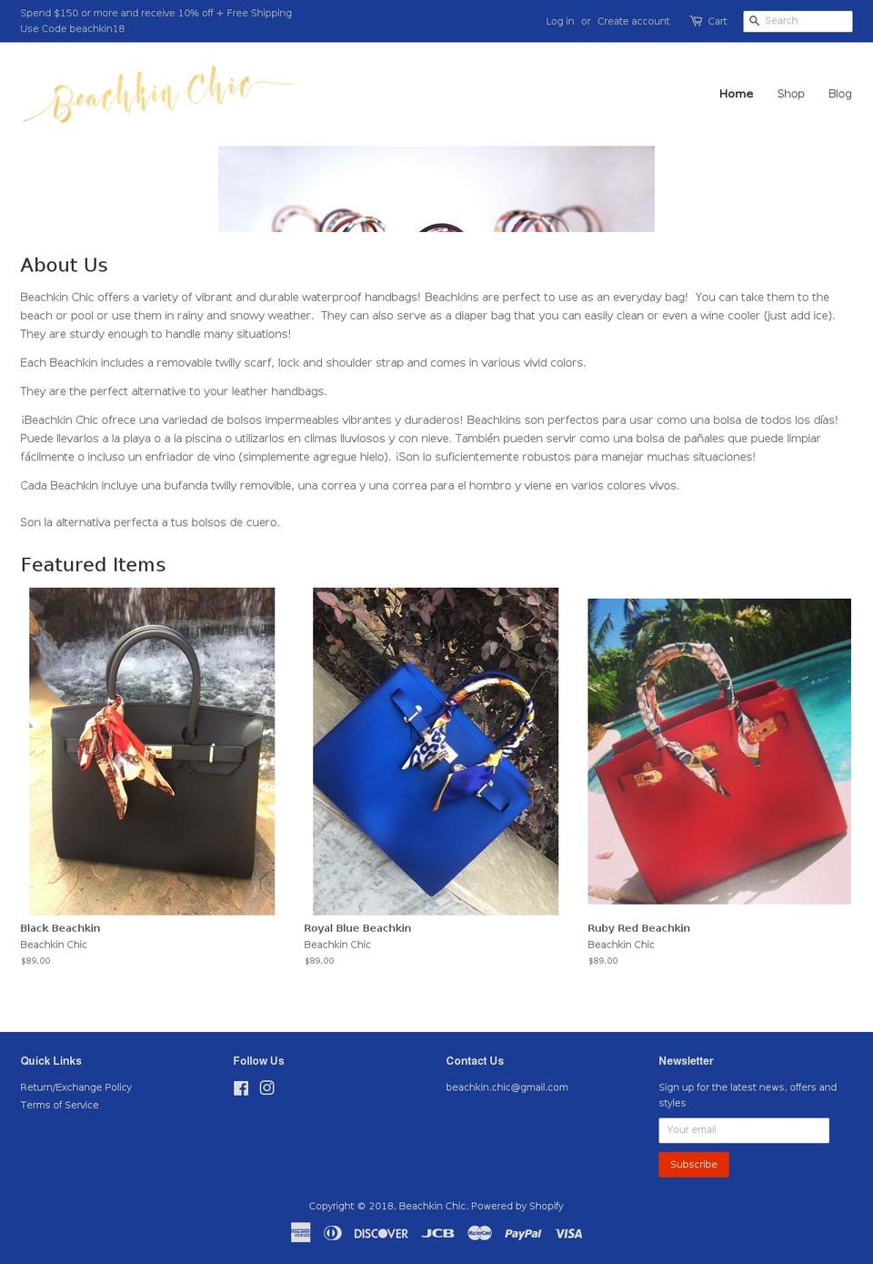 beachkinchic.com shopify website screenshot