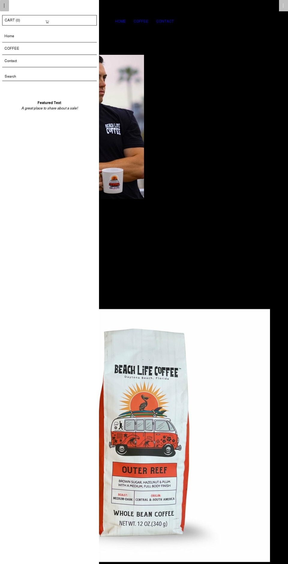 beachlifecoffee.com shopify website screenshot