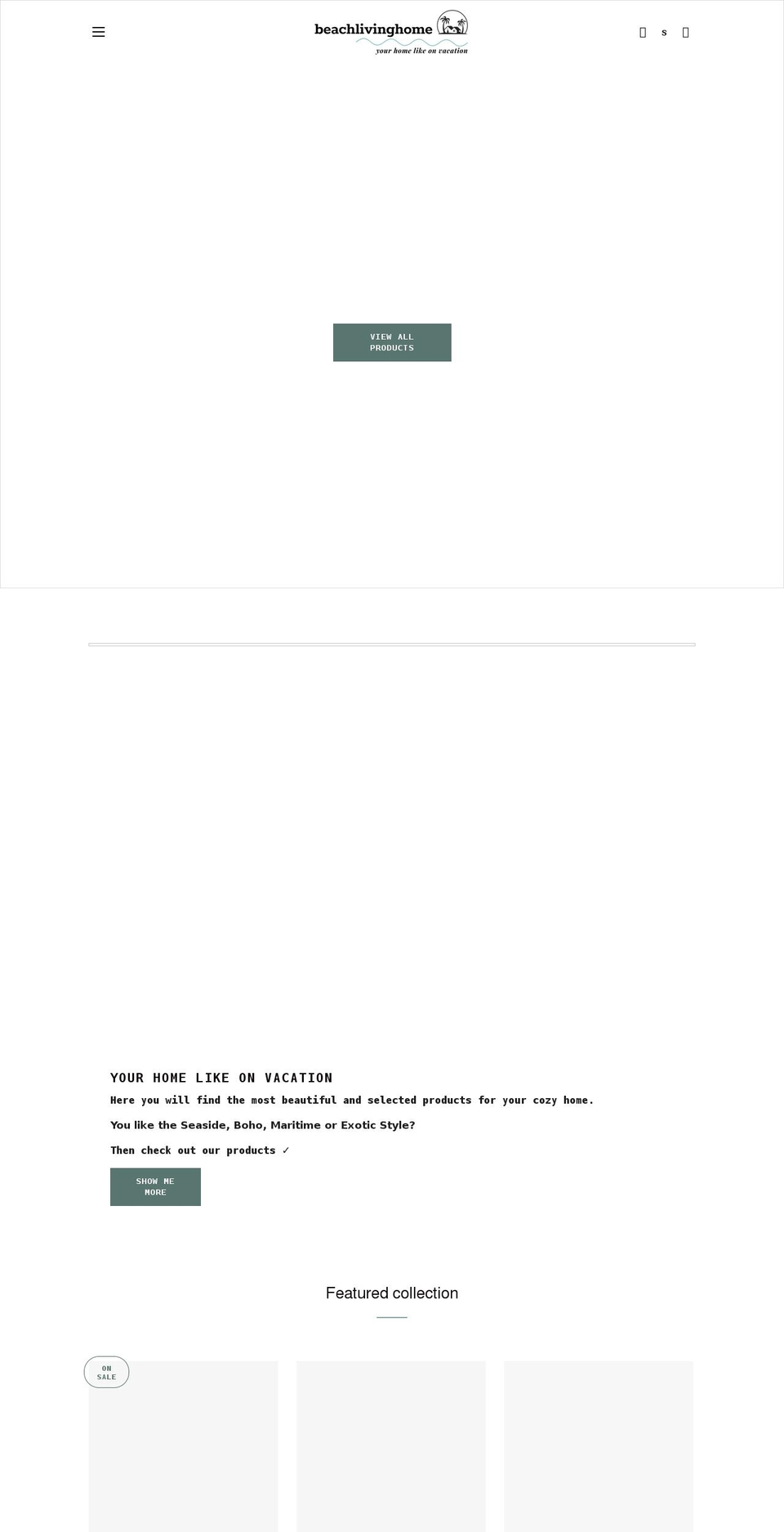 beachlivinghome.com shopify website screenshot