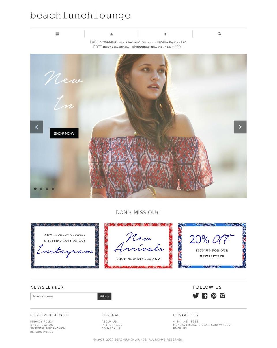 beachlunchlounge.com shopify website screenshot