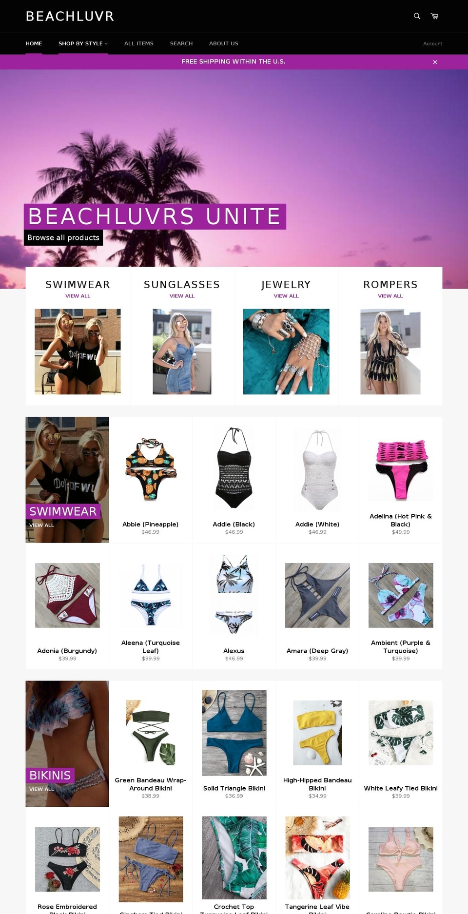 beachluvrs.com — Shopify storefront screenshot